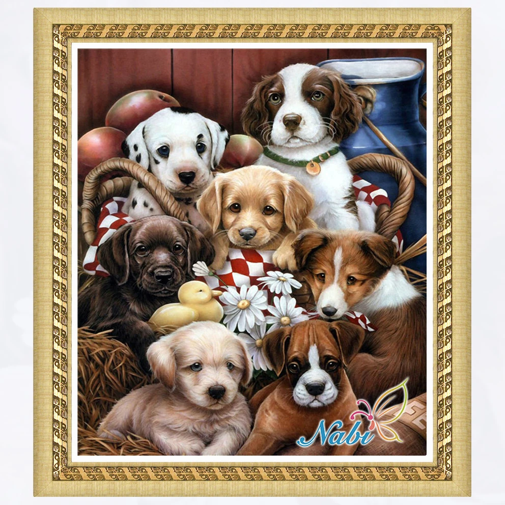 Животные Собаки холст бисер Стразы 2490r круглая Алмазная вышивка крестиком