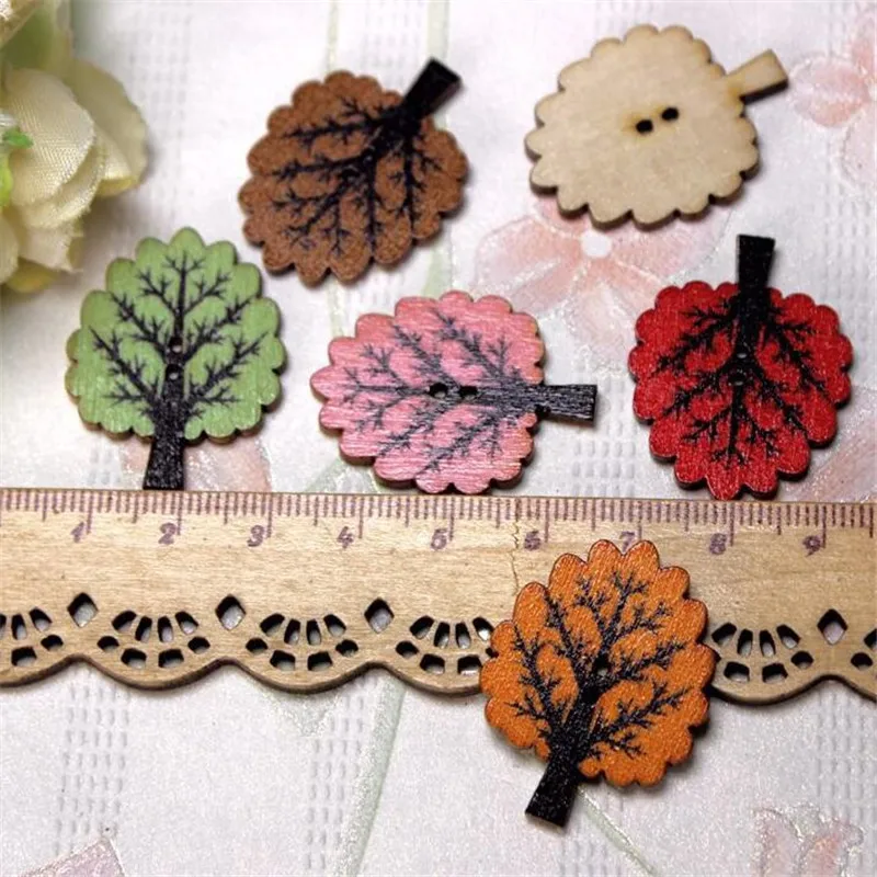 20 шт. Необычные объемные смешанные елочные деревянные пуговицы аксессуары для