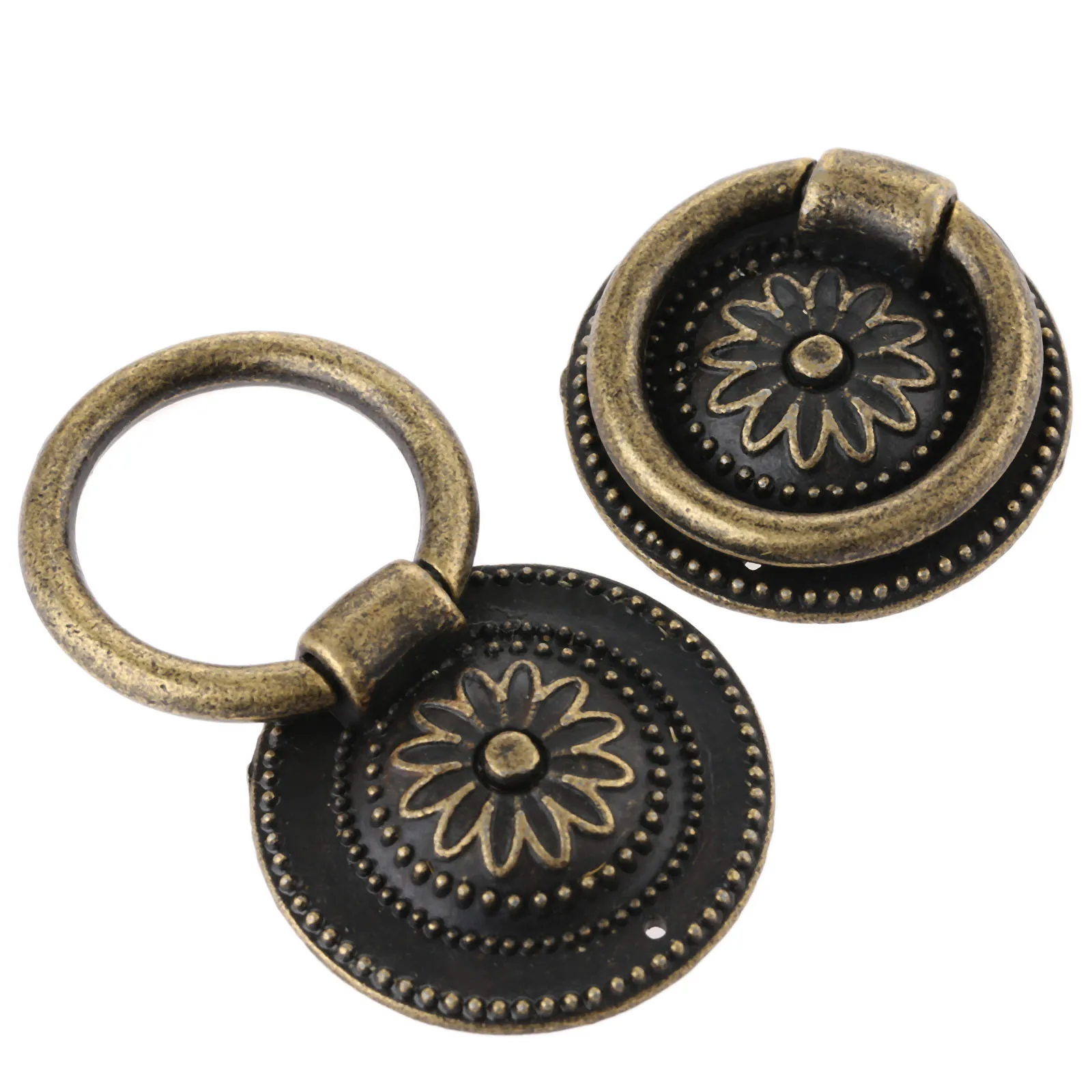1 шт Античная бронза мебельные ручки и круглой формы в форме цветка шкаф с