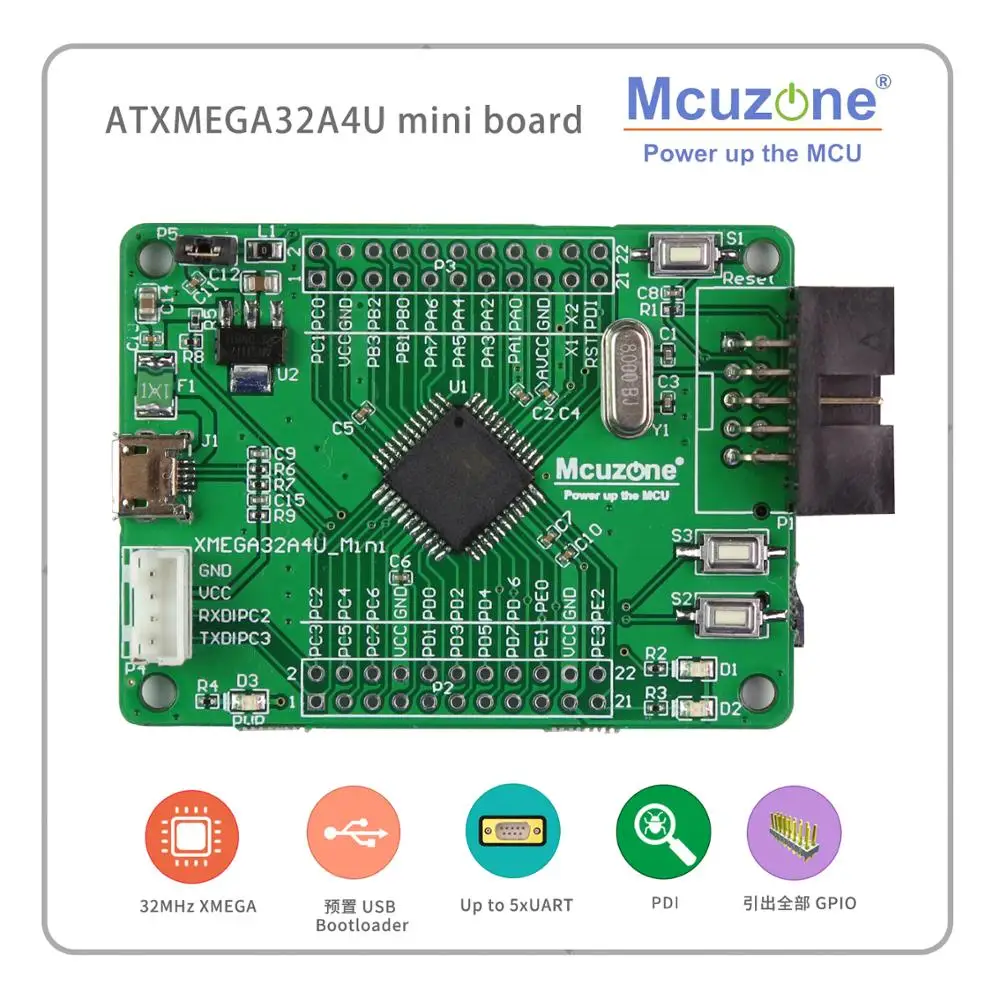 ATxmega32A4U мини плата USB программа PDI SD GPIO XMEGA32A4U 32A4U MCIROCHIP AVR 32A4 U|gpio|gpio usbgpio board |
