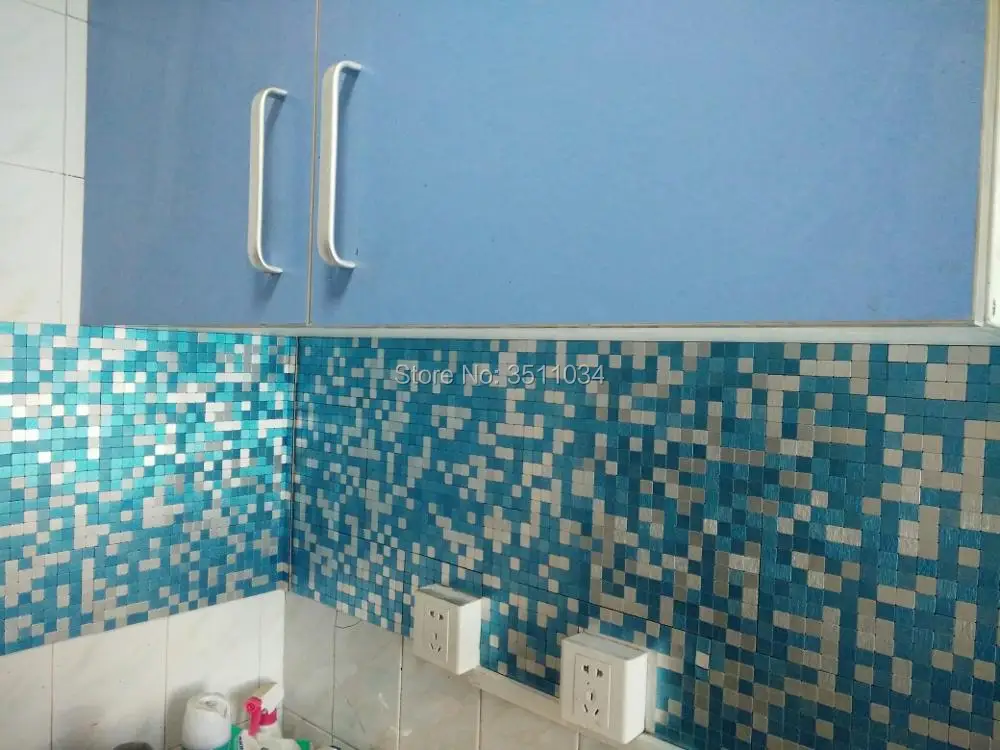 Высокое Качество серебро мозаичная плитка s Простой DIY самоклеющаяся лента из алюминиевой пластичные составные панель стены мозаика плитка 1 коробка 11 шт. 30x30 см