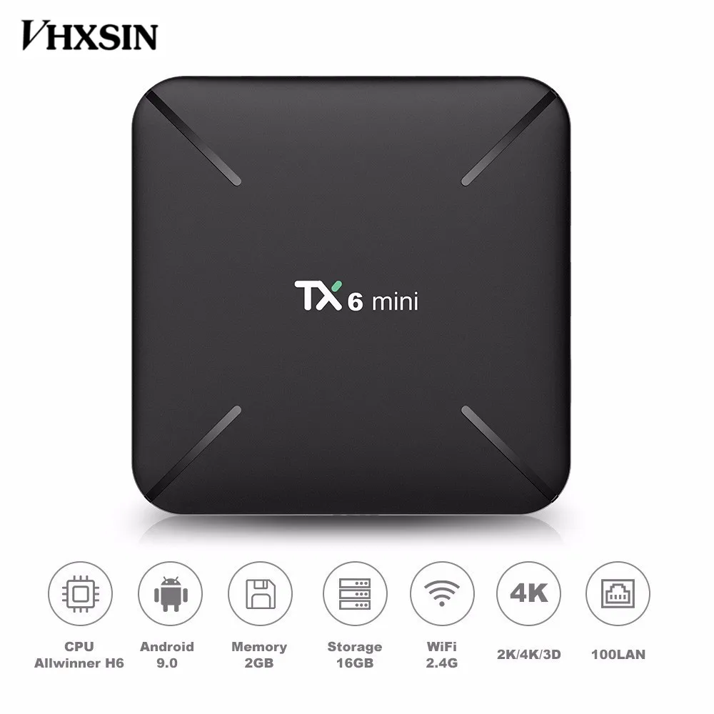 VHXSIN 10 шт./лот TX6 Мини Смарт ТВ коробка Android 9 0 2 Гб 16 Allwinner H6 четырехъядерный ALICE UX