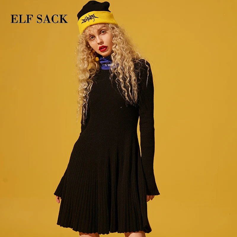 ELFSACK европейский стиль новинка женское платье повседневное прямое однотонное до