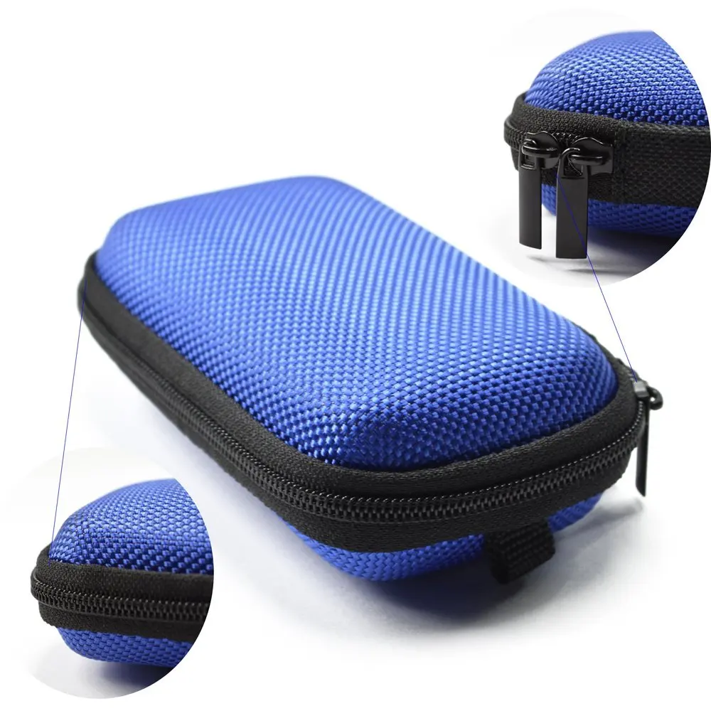 Синие прямоугольные жесткие наушники гарнитура EVA чехол для MP3/MP4 Bluetooth вкладыши с