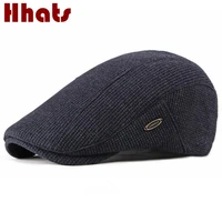 thick warm knitted flat cap for men fleece liner autumn winter beret hat classic vintage advanced flat ivy cap newsboy hat
