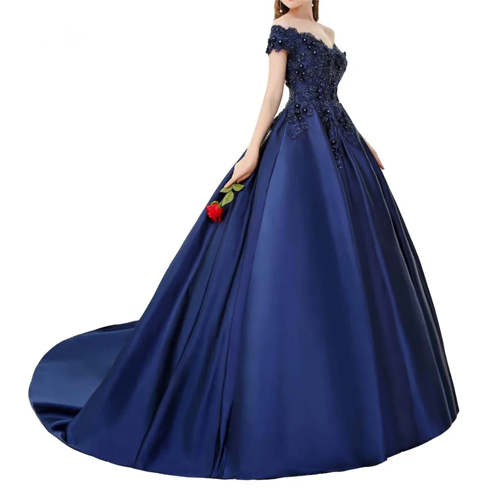 JaneVini элегантное бальное платье Королевский синий Quinceanera платья с длинным v