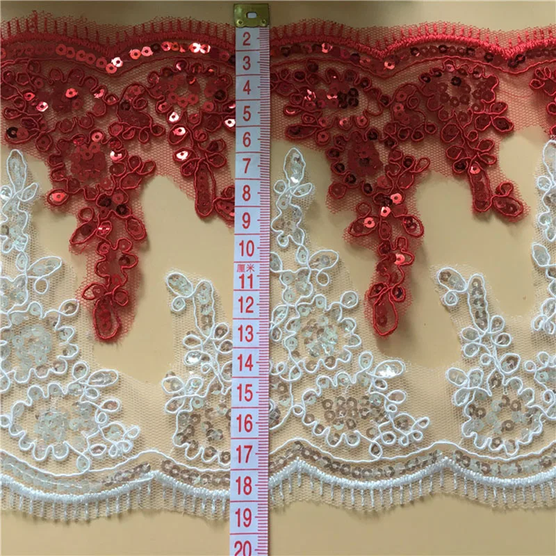 1 ярд блестки бисеры Свадебное кружево обрезка проводная вышивка кружева