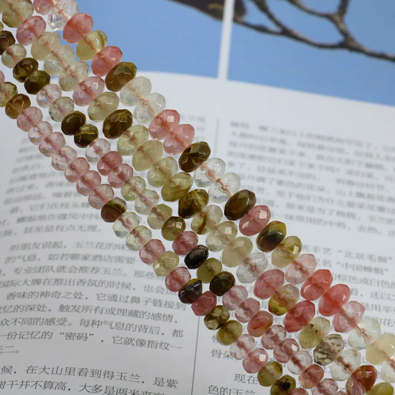 4X6mm 5x8mm Pink faceted multicolor watermelon tourmaline abacus shaped loose beads 15inches size optional women jewelry | Украшения и