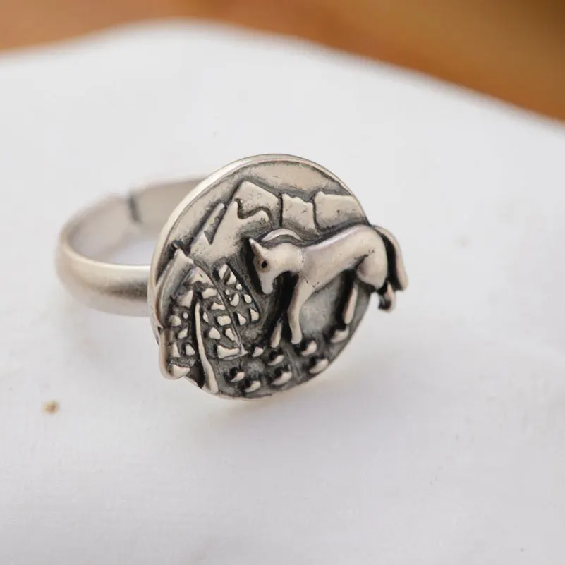 Женское кольцо из серебра 100% пробы регулируемый размер|thai silver ring|horse ringrings for women |