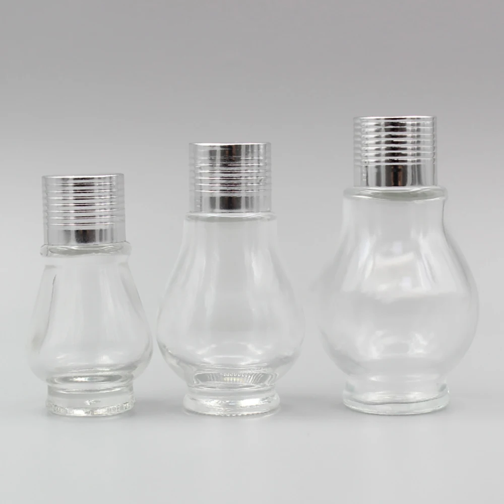 20ml Clear Glass Container with Lid, Bottle with Gold/Silver Screw Cover