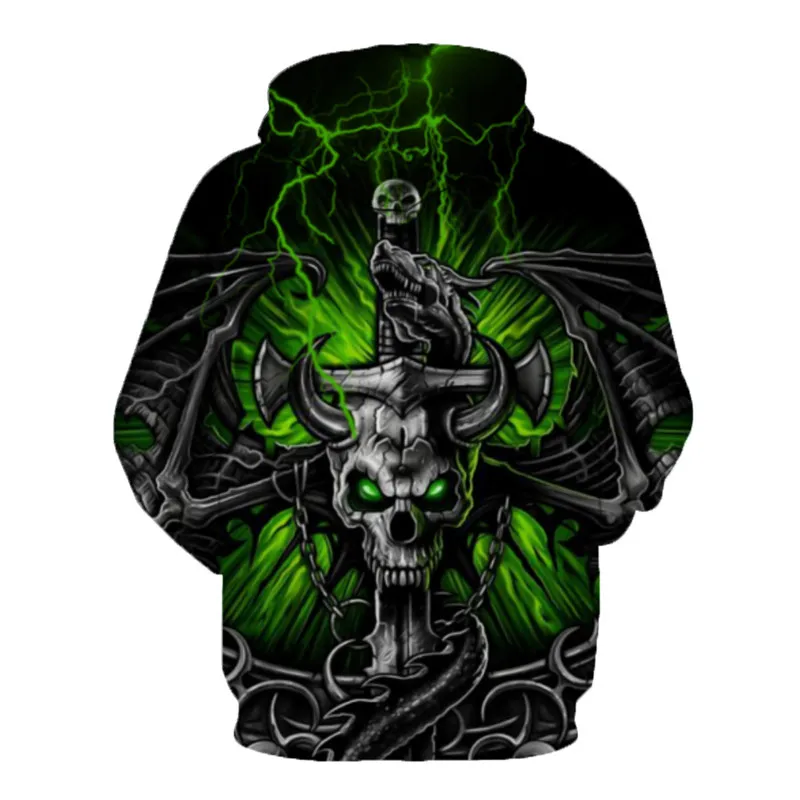 Толстовка с капюшоном ConMotion Evil Sword зеленая толстовка и принтом Dragon Skull уличный