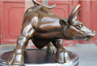 free shipping 13 Chinese pure Bronze Copper carved Wall Street Fierce Bull OX fengshui Statue | Дом и сад