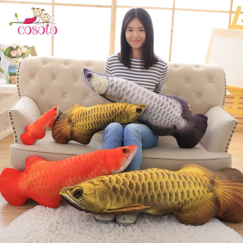1 шт. Золотая плюшевая рыба Arowana Мультяшные плюшевые игрушки мягкие животные