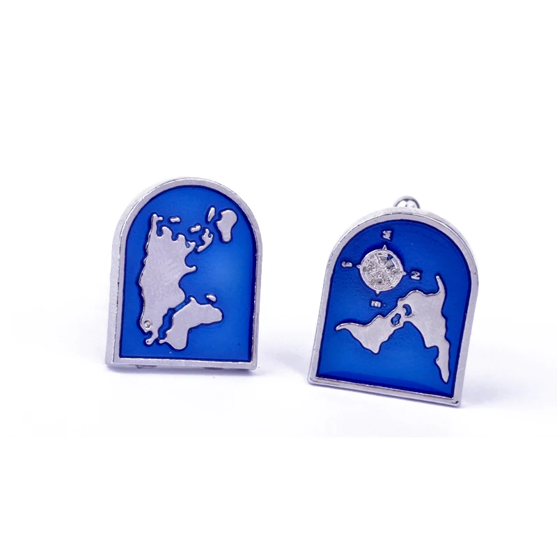 Мужские мировые футболки с картой Запонки Свадебные синие посеребренные