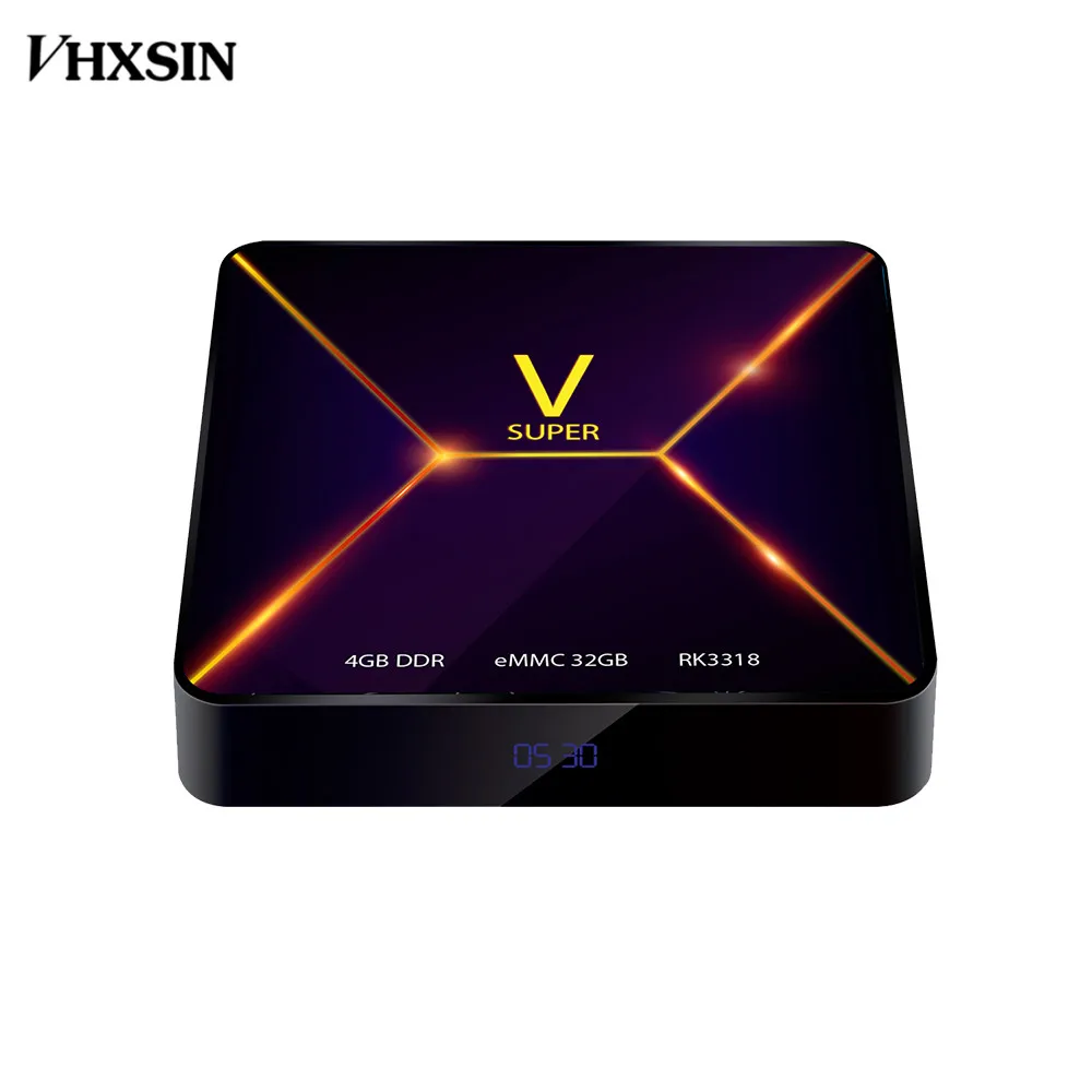 VHXSIN 10PCS Super V Rockchip RK3318 Quad Core Android 9.0 TV Box RAM 4G ROM 32G 4K VP9 HDR H.265 HD 2.0 BT 4.0 meidia plaYER |