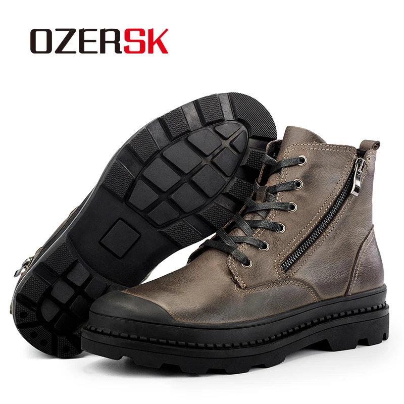 OZERSK/; Лидер продаж; сезон весна-осень; модные мужские рабочие ботинки; Молодежный стиль; Повседневная обувь; высокое качество; удобные ботинки для мужчин