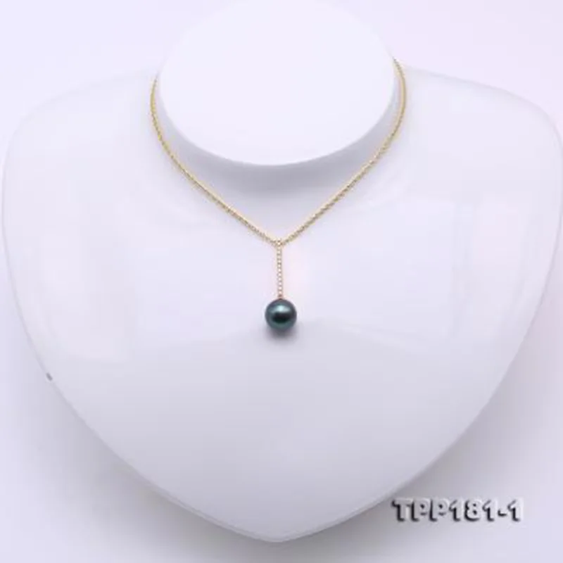 JYX Tahiti Pearl Necklace Women beautiful 14K Gold 9.5mm Black Tahitian Pendant 18&quot | Украшения и аксессуары