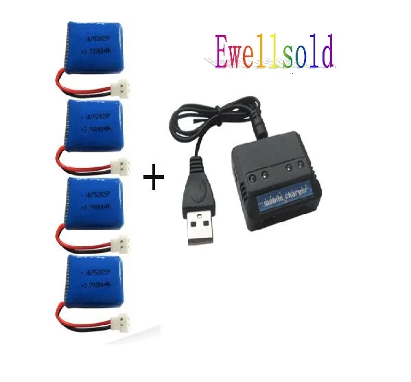 Ewellselling X4 X11 X13 RC Quadcopter parts 3 7 V 200mah Li polymer battery * 4pcs + 4 in1 charger box 5 шт./лот|quadcopter parts|3.7v 200mahrc