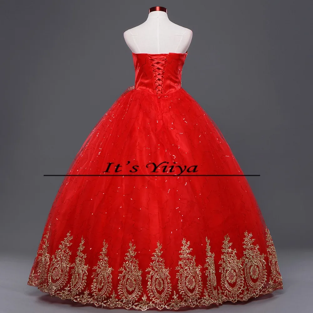 Поезд Свадебное Платье Без Бретелек It's YiiYa, Трейлинг Красный Мода, Дешевые Свадебное Платье Невесты, XXN140, Лето