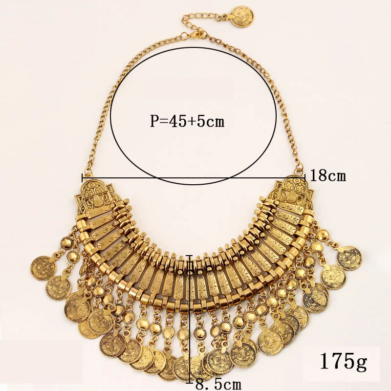 Чокер в стиле бохо женский многослойный ожерелье античном с монетами колье