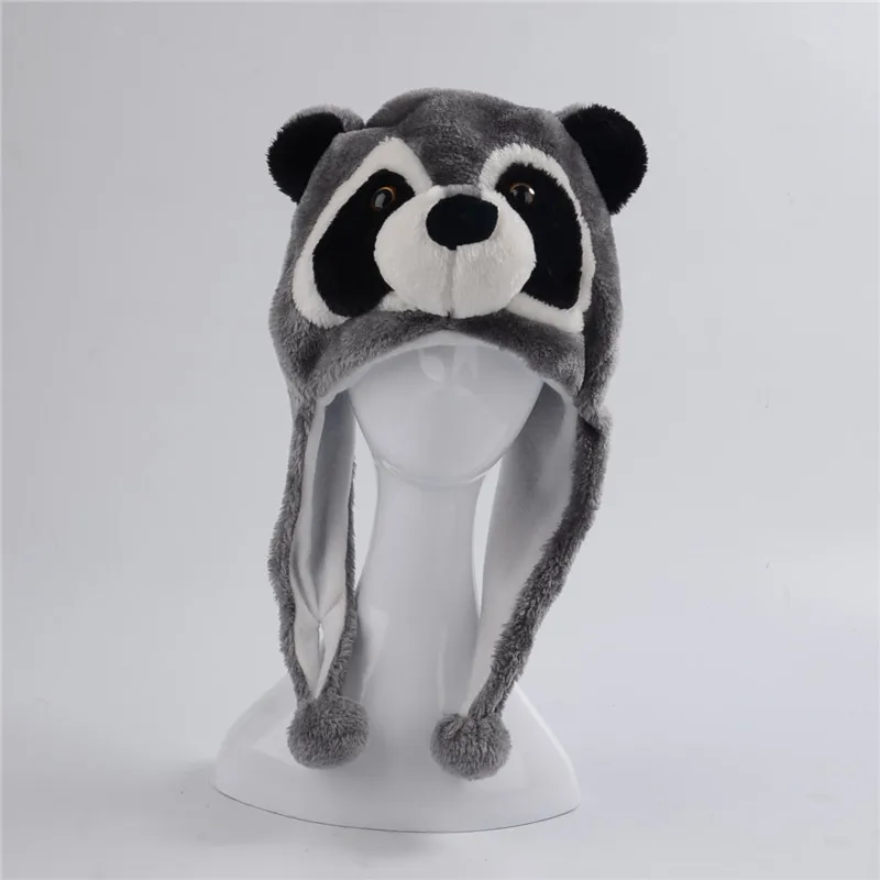 Плюшевый енот шапка Новинка Кепка костюм животного шапочка подарок на день