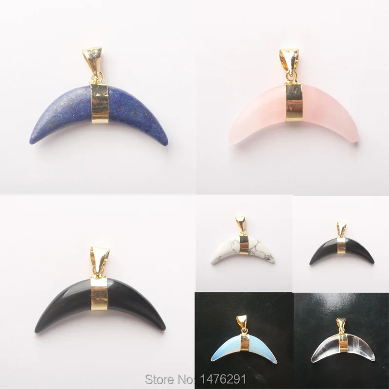 Новинка Опаловая лазуритовая прозрачная кварцевая розовая бусина с лунным Рогом