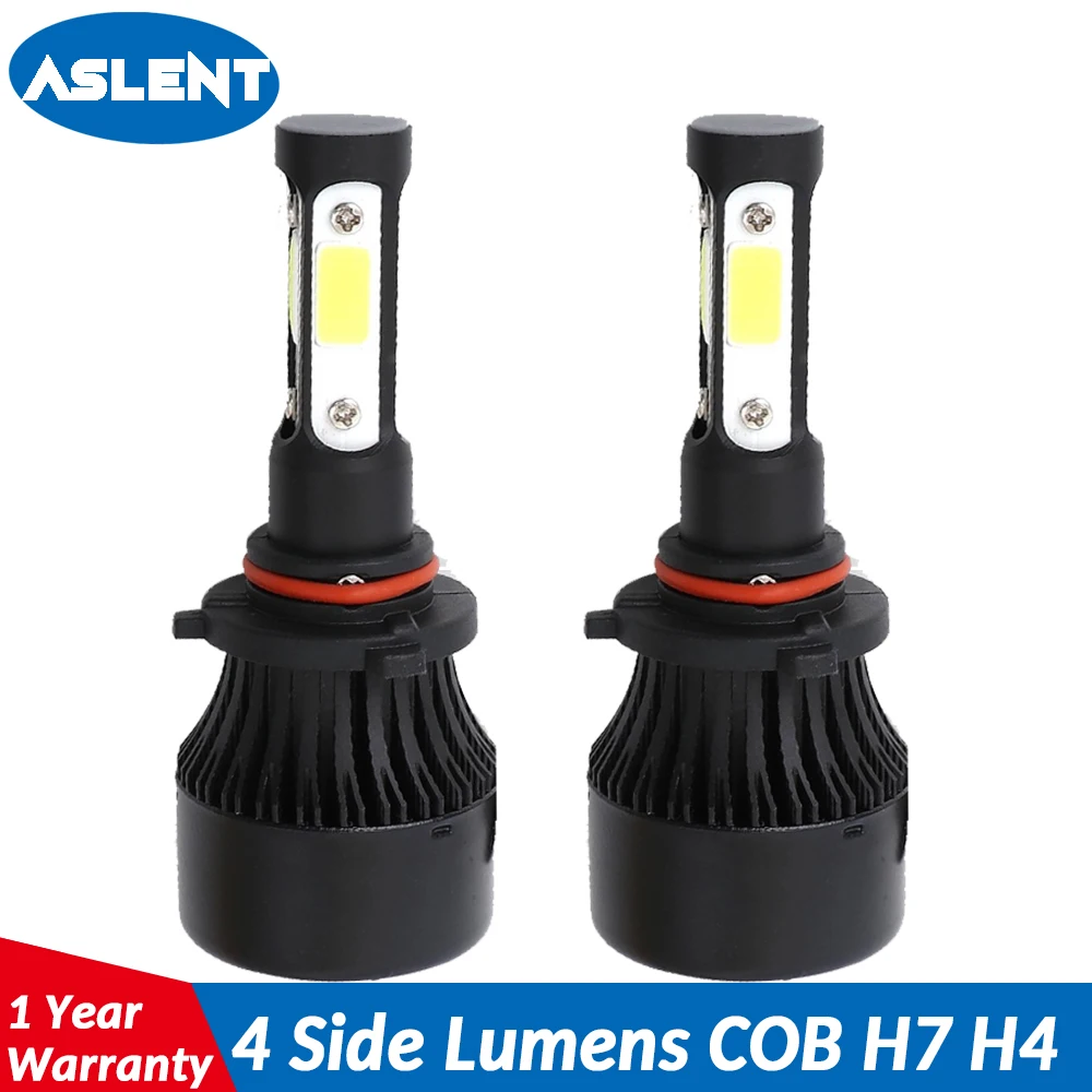 ASLENT Новый 4 стороны люмен COB 100W 12000lm H4 H7 H11 9005 9006 9007 9004 9012 Автомобильный светодиодный