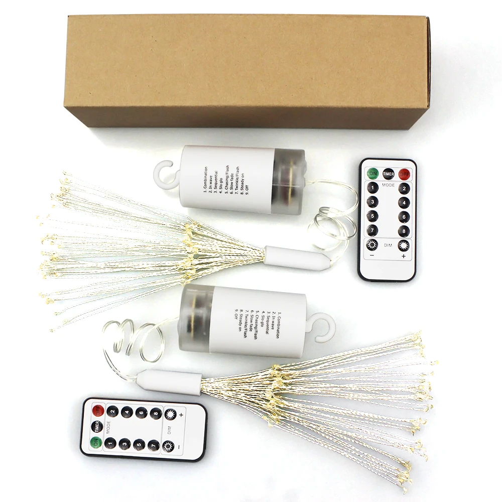 100 LED Remote Control Hanging-up Starburst Fairy String Light Battery Copper DIY Explosion Firework Christmas Bar Xmas Star | Освещение