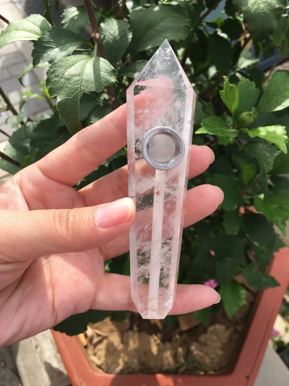 natural clear crystal smoking pipe white quartz Cigarette holder as gift | Дом и сад