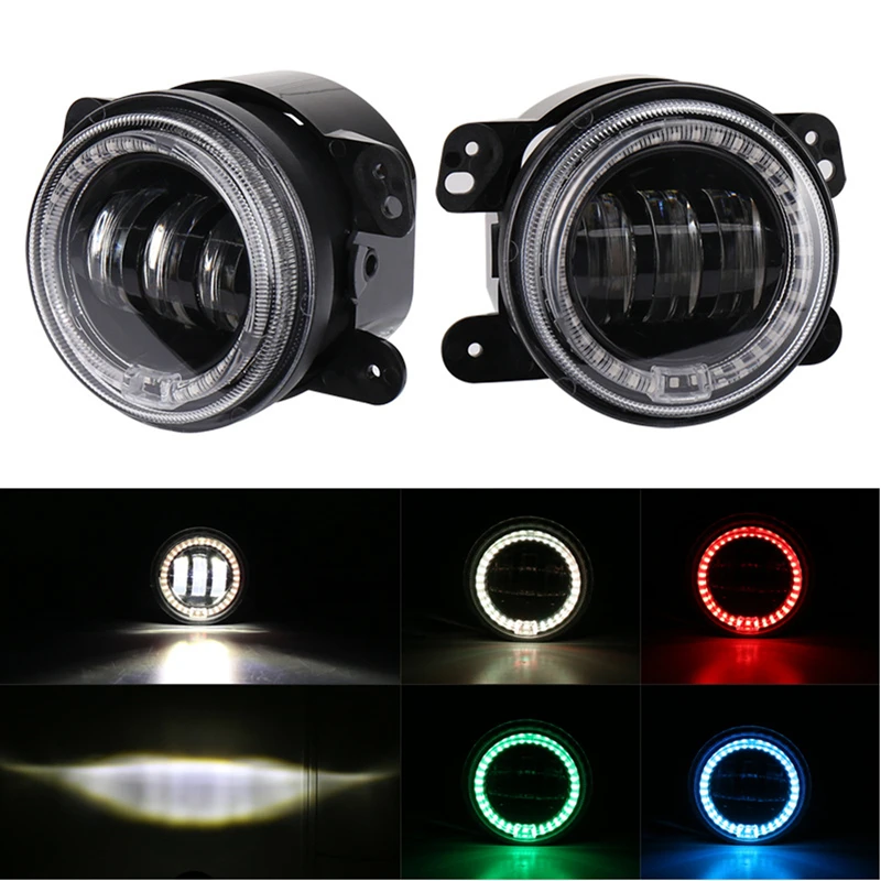 KaTur 4 дюйма 60 Вт светодиодный противотуманный фонарь с RGB Halo для Jeep Wrangler JK JKU TJ LJ Edition