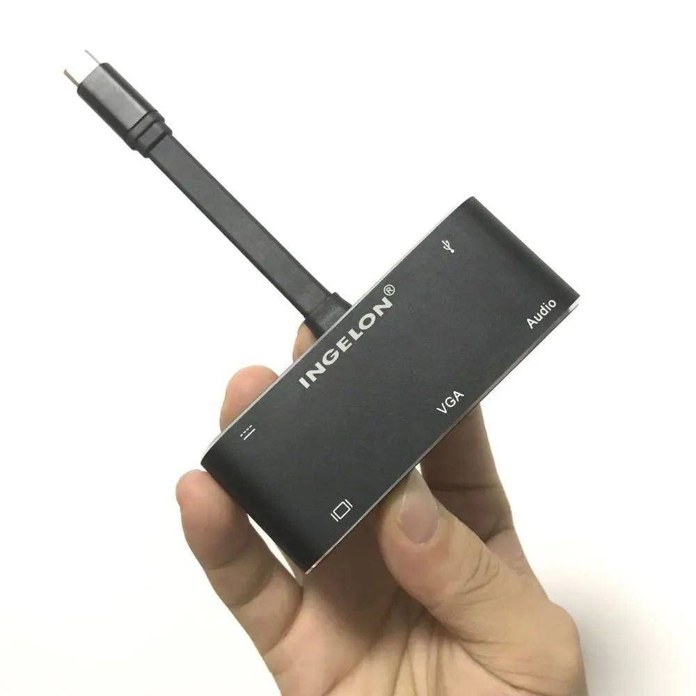 Адаптер Ingelon usb c adaptador tipo к PD + HD (4 K) VGA аудио USB3.0 5 в 1 конвертер для type C otg мобильного