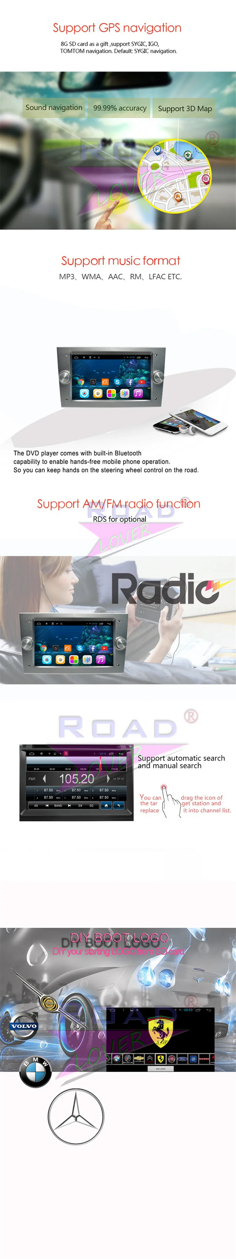 Roadlover Android 6,0 Автомобильный gps навигатор радио для Opel Универсальный Vectra Zafura Antara Astra Meriva Vivaro стерео без DVD