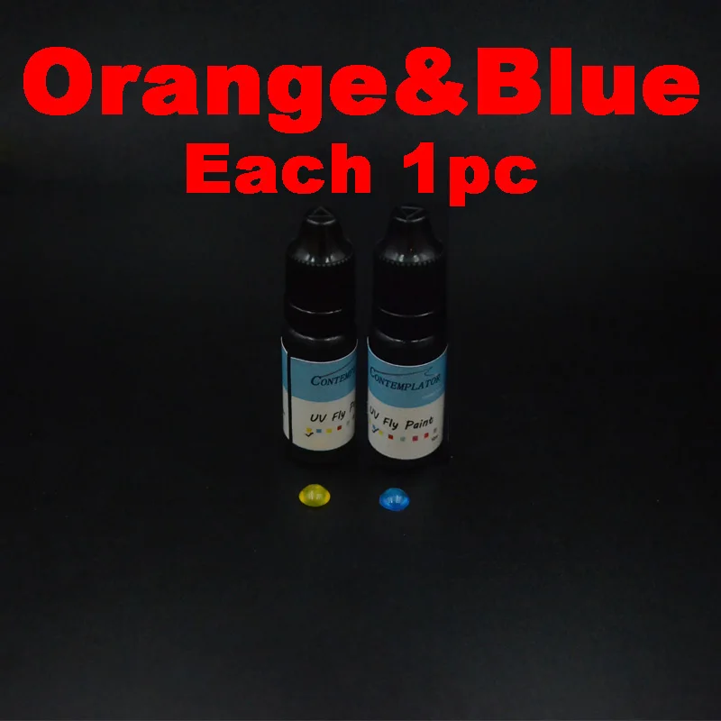 Orange and Blue 2 бутылки УФ муха краски 2 цвета комбо муха Связывание смолы для рыбалки лечит за секунды средний толстый прозрачный Красочный УФ полимерный клей - Цвет: Orange and Blue