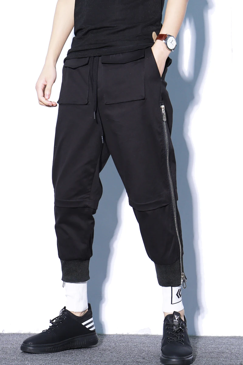 Summer Men personality punk hiphop harem pants nightclub singer stage costume trousers men hip hop cargo joggers streetwear | Мужская