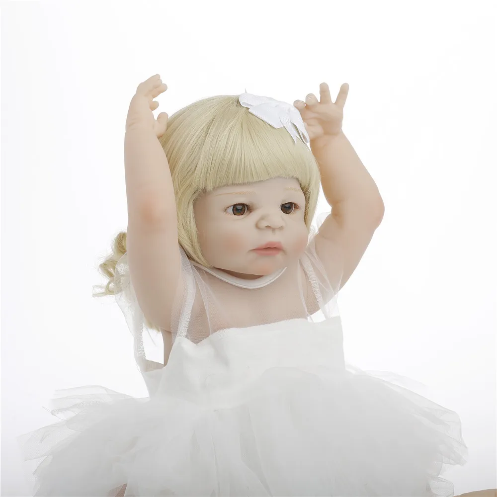 SanyDoll 22 дюйма 57 см полностью силиконовая кукла для новорожденной девочки игрушки