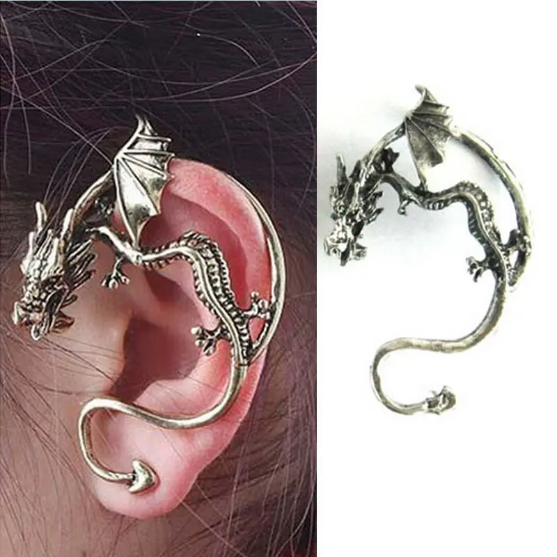 Ретро винтажная готика Рок Панк Искушение металлический Дракон укуса манжета