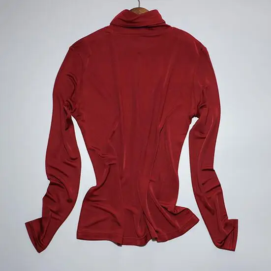 red Женские 50% шелк 50% вискоза эластичные базовый слой с длинным рукавом черепаха шеи футболки Топ SG302 - Цвет: red