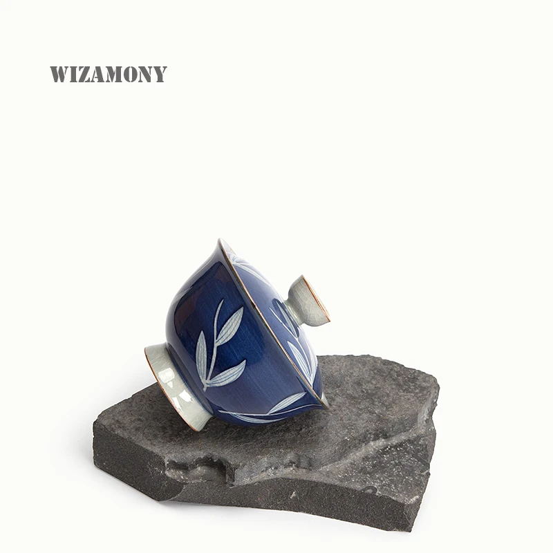 1 шт. WIZAMONY маленький голубой и белый Gaiwan китайский старинный глазурь Цзиндэчжэнь