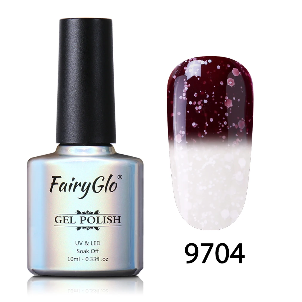 FairyGlo 10 мл Снежный УФ-гель для ногтей меняющий температуру Гель-лак замачиваемый Полупостоянный лак для ногтей DIY Гель-лак - Цвет: 9704
