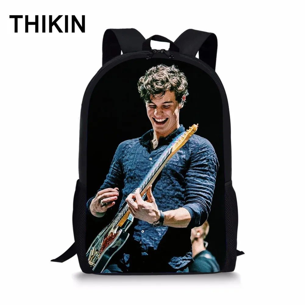 as picture THIKIN Mendes Shawn школьная сумка для студентов, канадский писатель, Печатный полиэстер, школьный рюкзак для студентов, Женский ежедневный Рюкзак Mochila на заказ - Цвет: as picture