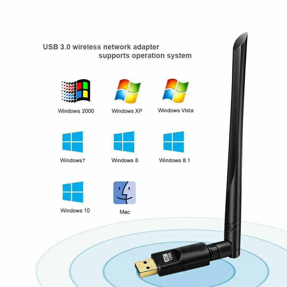 Беспроводной USB wi fi адаптер 1200 мбит/с двухдиапазонный 2 4G/5 ггц с антенной