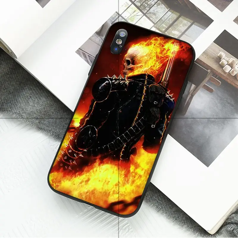 Ruicaica Marvel Ghost Rider DIY Окрашенные красивые аксессуары для телефонов Чехол iPhone 5 5Sx 6 7plus