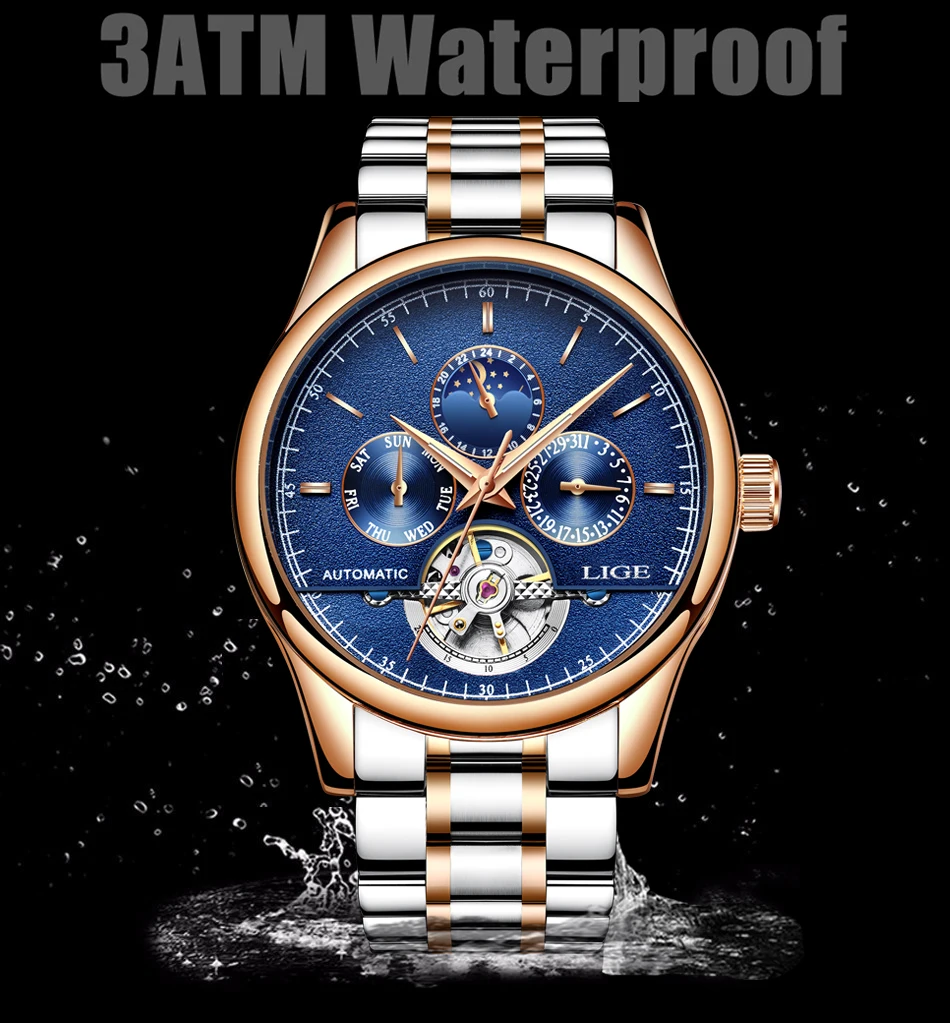 Relojes LIGE Мужские автоматические механические Спортивные часы мужские роскошные Брендовые повседневные часы мужские наручные часы армейские часы relogio masculino