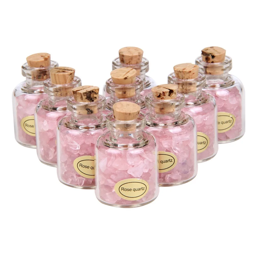 9 шт. миниатюрные камни в бутылках роза кварц кристалл полудрагоценные лечебные