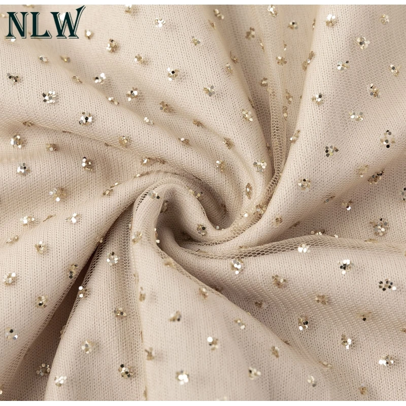 NLW сексуальные кружева блесток спинки ремень Для женщин платья с v-образным