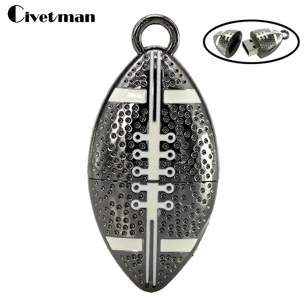 Флэш накопитель черный кулон регби металлический флэш USB 8 Гб оперативной памяти