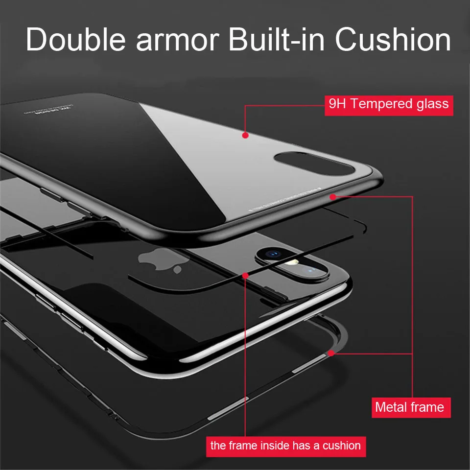 Магнитный адсорбционный чехол для телефона iPhone 7 8 plus металлический магнитный из