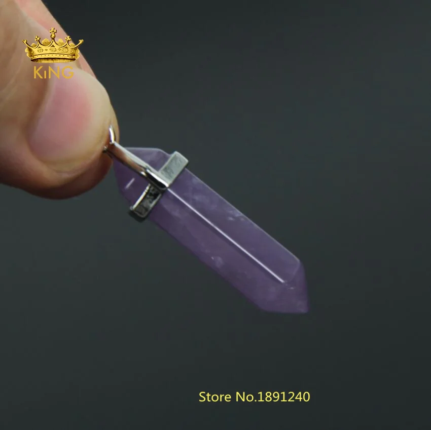 Новый дизайн серебристая Шестигранная фиолетовая подвеска с кристаллом в виде