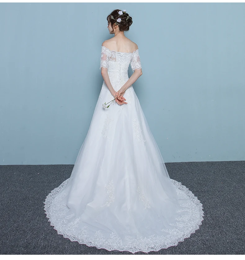 Новый Кружева Свадебное Платье 2017 Robe De Mariage Аппликации Половина Рукава Vestido Де Noiva