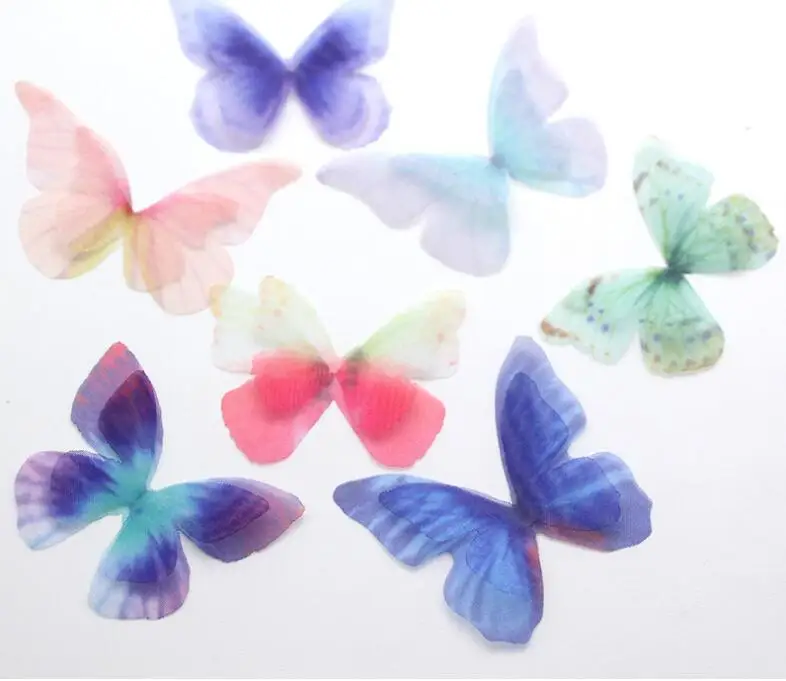 XCDIY 100pcs Transparent Gauze Yarn Butterfly cloth butterfly Charm Pendant DIY Earring accessories Jewelry Finding | Украшения и